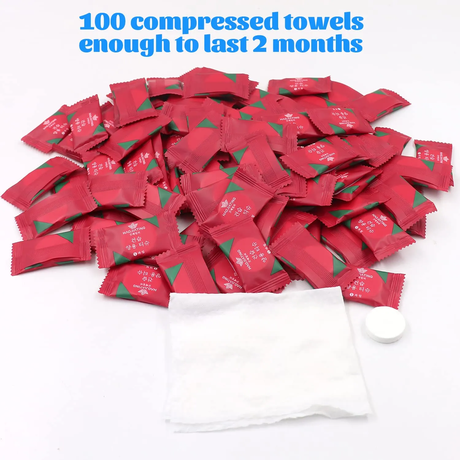 100 Pcs Mini Compressed Towels, Disposable Face Compressed Towel, Compressed Hand Wipe, Camping towel, Portable Compressed Coin Tissue for