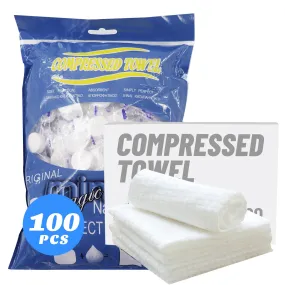 100 Pcs Mini Compressed Towels, Disposable Face Compressed Towel, Compressed Hand Wipe, Camping towel, Portable Compressed Coin Tissue for