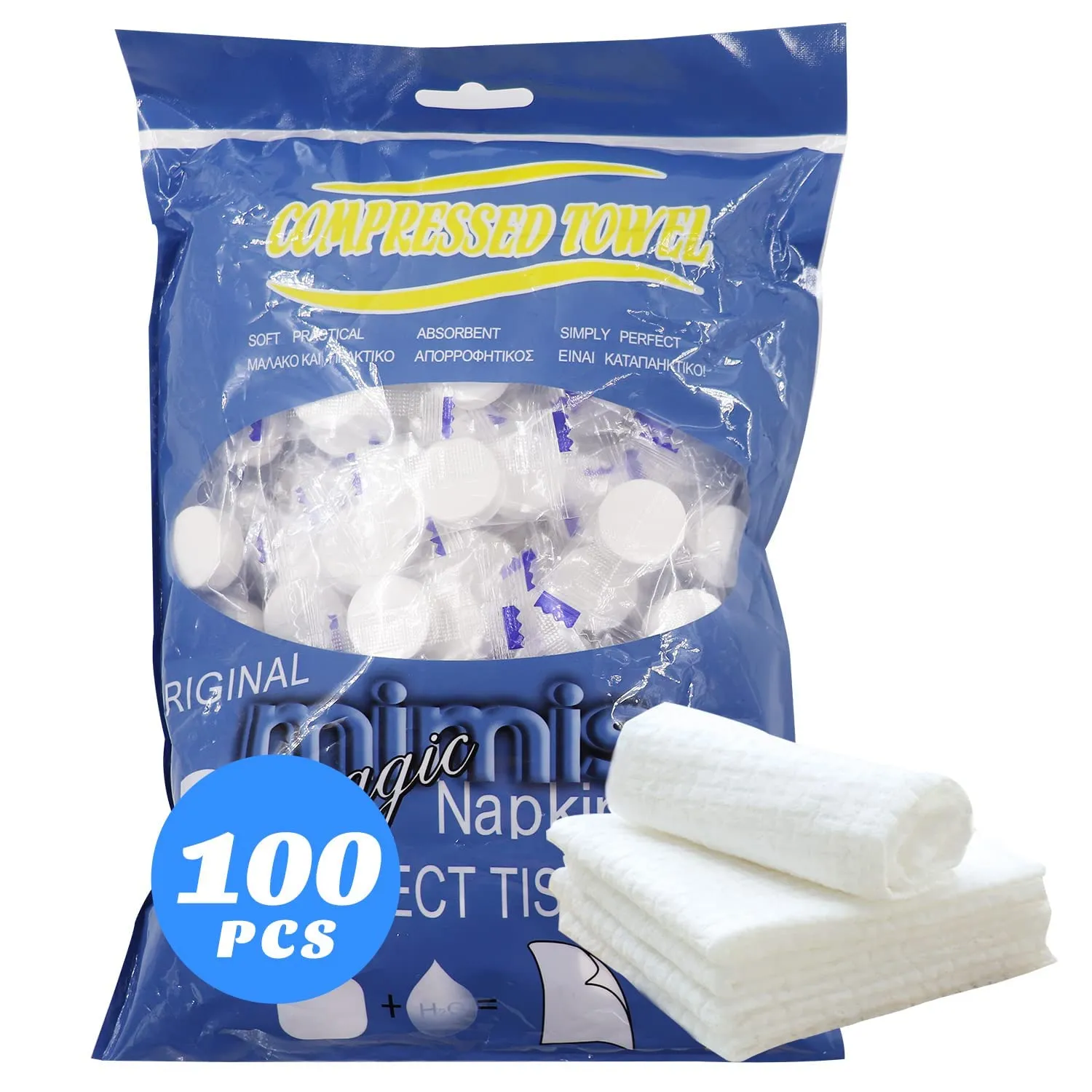 100 Pcs Mini Compressed Towels, Disposable Face Compressed Towel, Compressed Hand Wipe, Camping towel, Portable Compressed Coin Tissue for