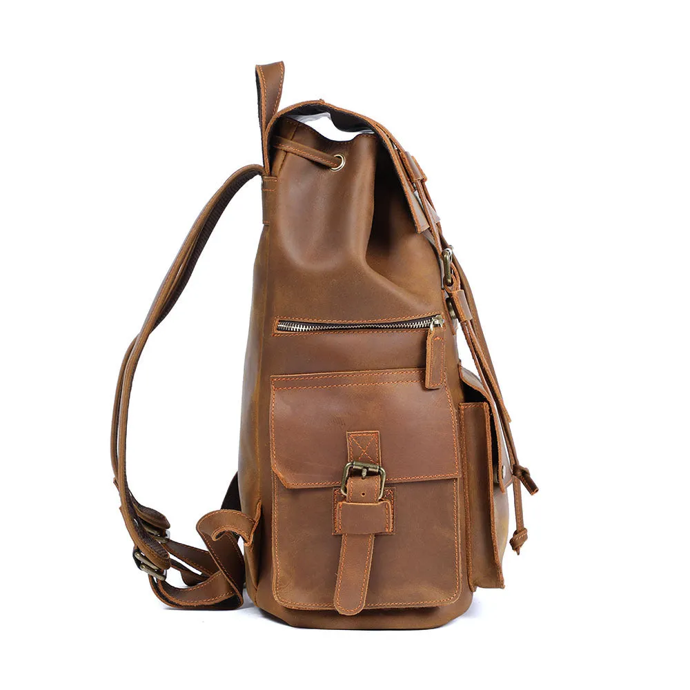 15.6" Laptop Backpack Full Grain Leather Travel Backpack