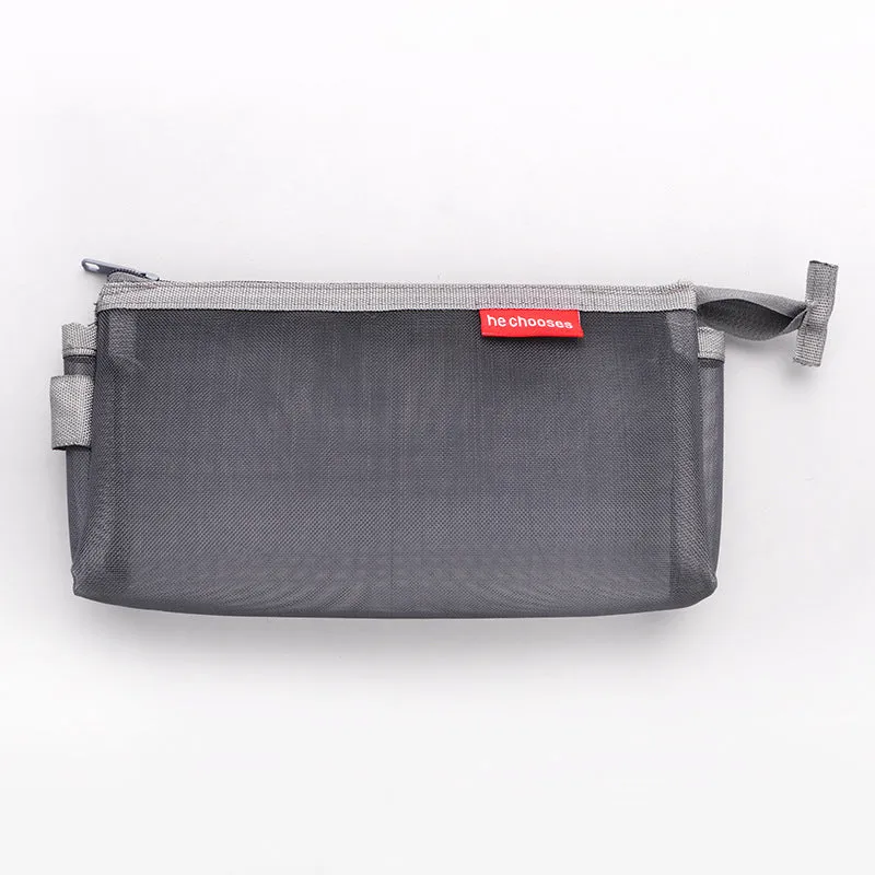 23*12*3.5cm Nylon Transparent Mesh Large Capacity Stationery Bag for Students