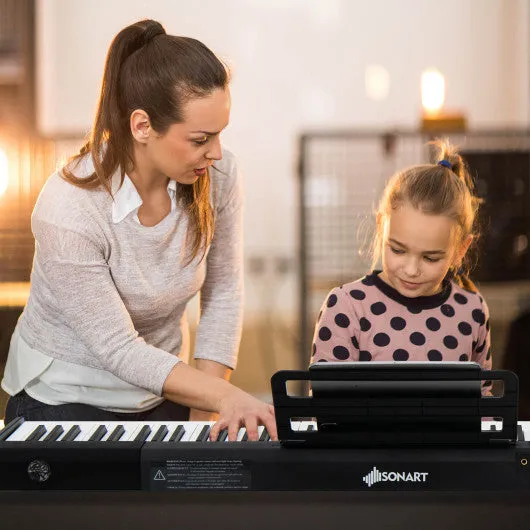 88-Key Portable Electric Lighted Keyboard Piano-Black