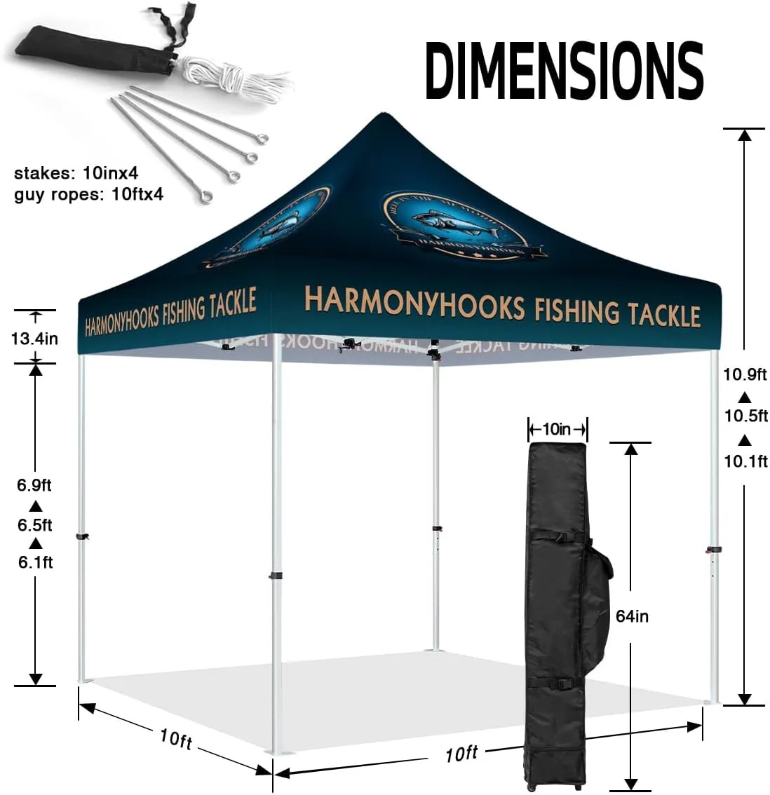 ABLEM8CANOPY Harmonyhooks Fishing Tackle 10x10 Professional Canopy Tent