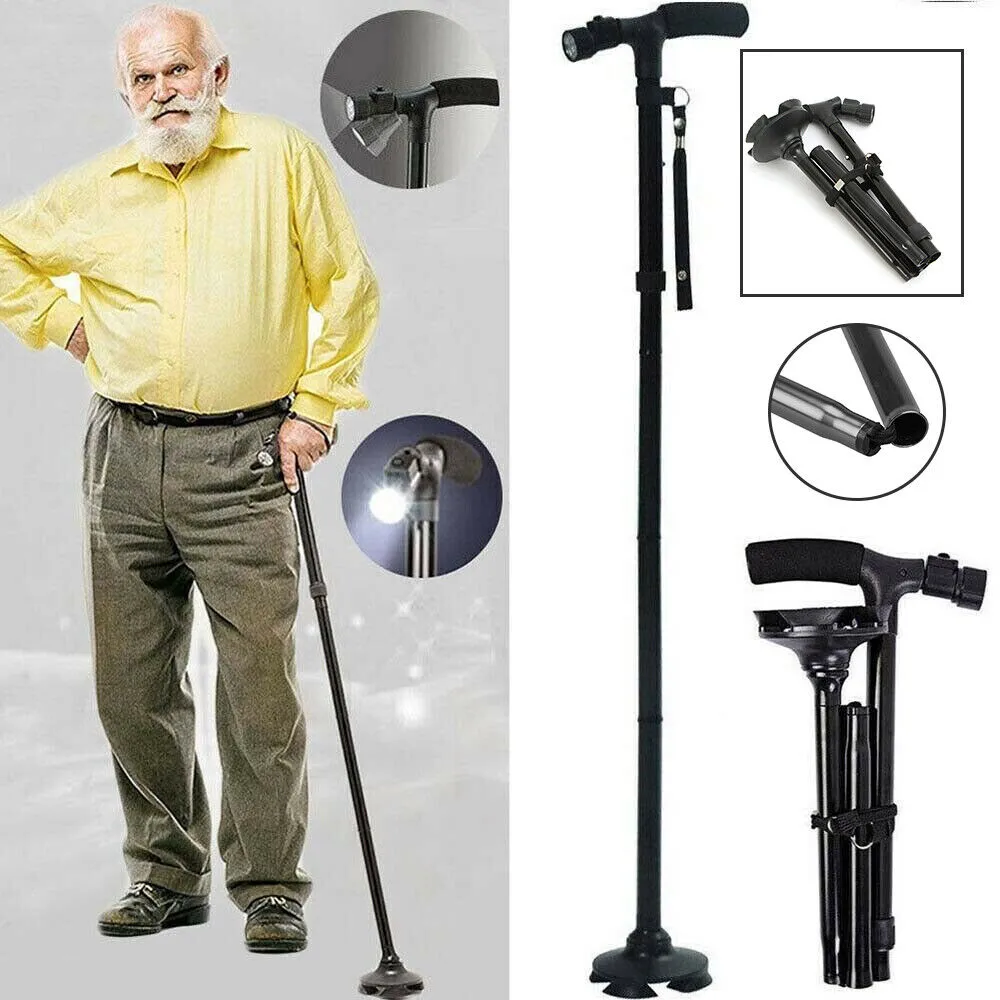 Adjustable Folding LED Walking Cane with Ergonomic Handle