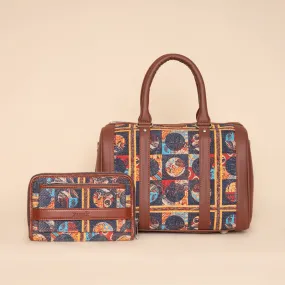 African Art - Handbag & Classic Zipper Wallet Combo