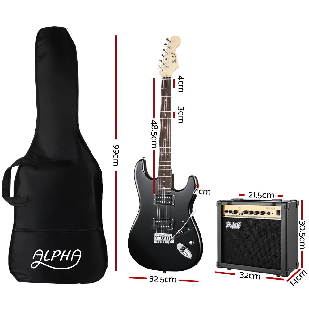 Alpha Strat-Style Electric Guitar Set, 20W Amp, Skull Pattern