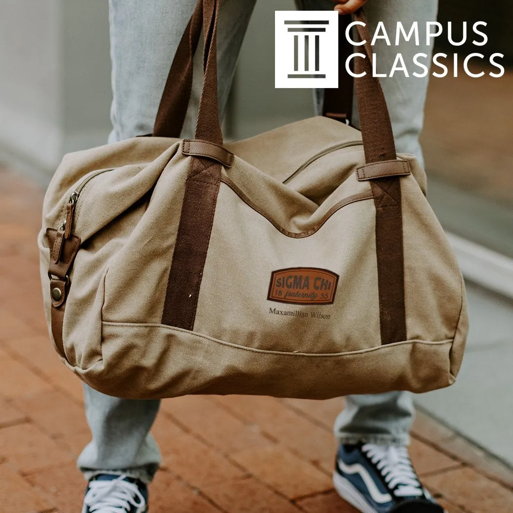 ATO Khaki Canvas Duffel With Leather Patch