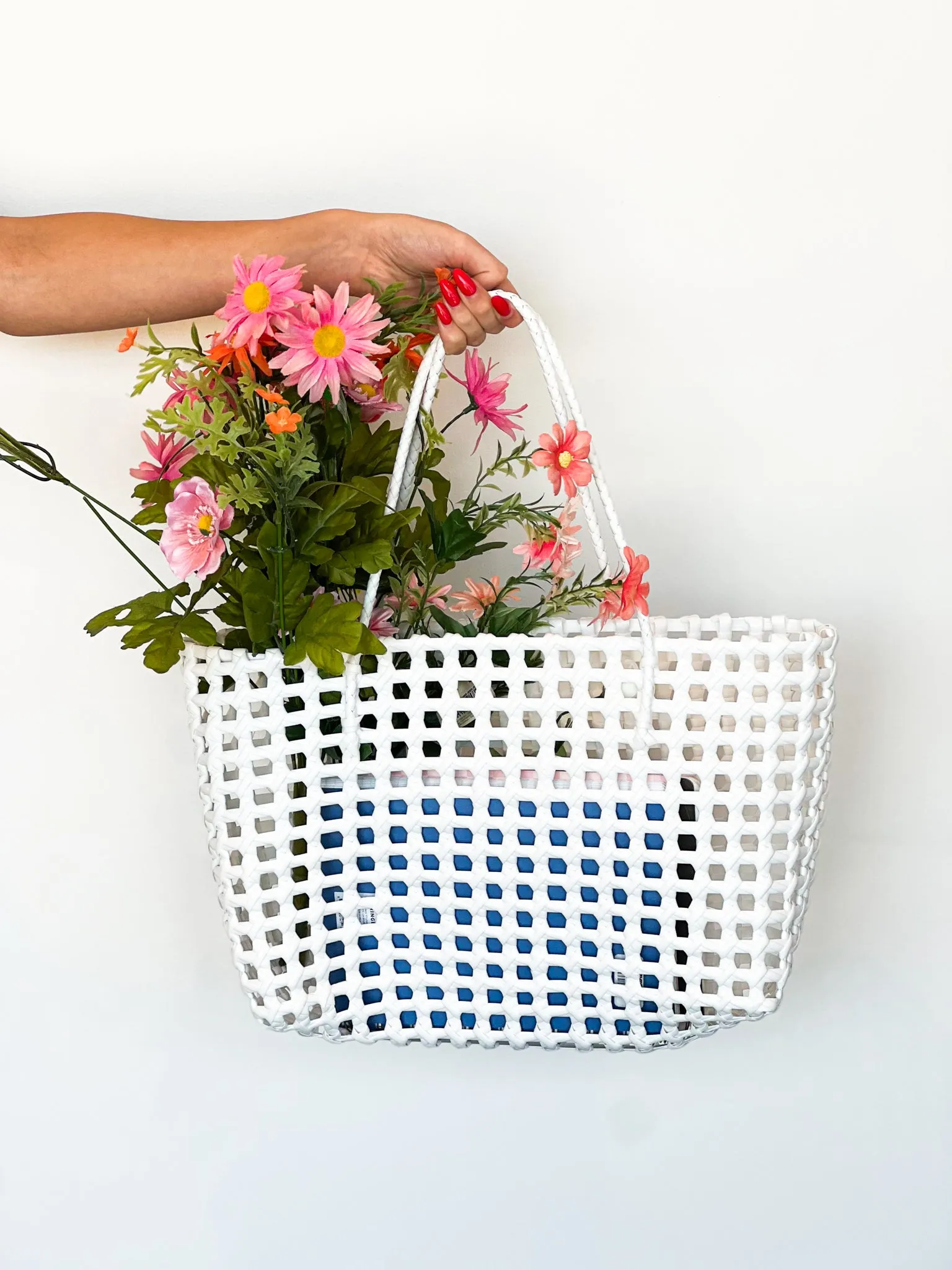 Bamboo Woven Tote- White