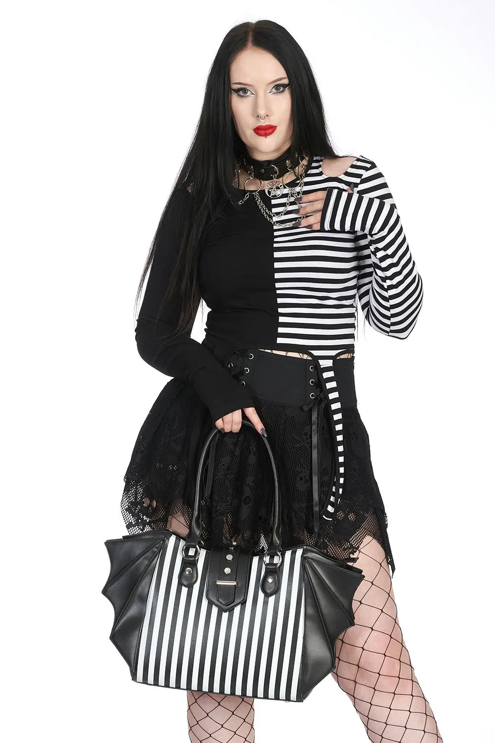 Banned Alt - Annabelle Stripped - Hand / Shoulder Bag