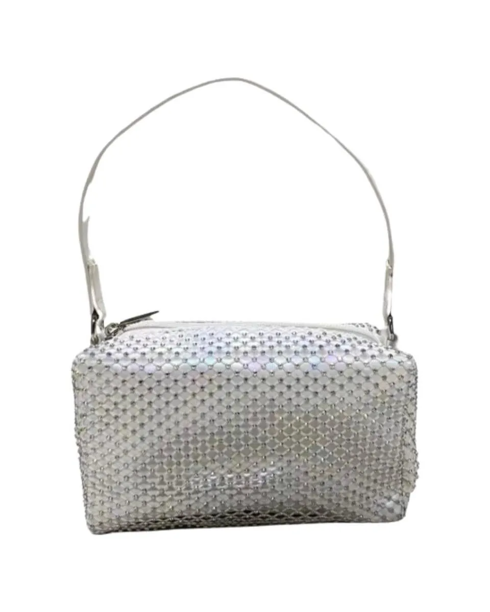 Bari Lynn Crystal Net Handbag - White