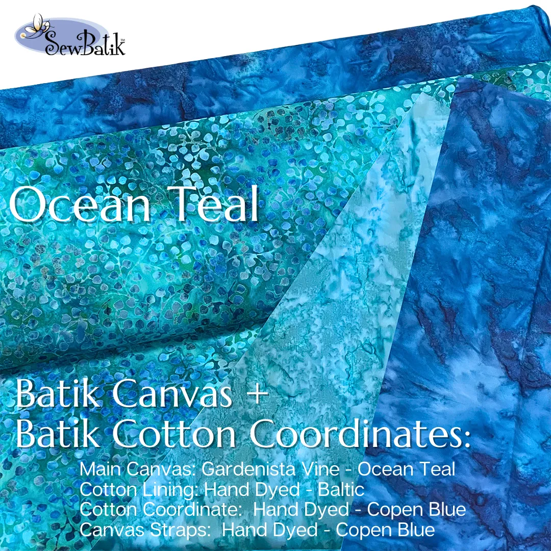 Batik Canvas (2)   (2) Cotton Coordinate Pack - Ocean Teal