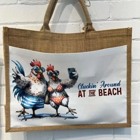 Beach Bag Funny Quote Chickens Selfie