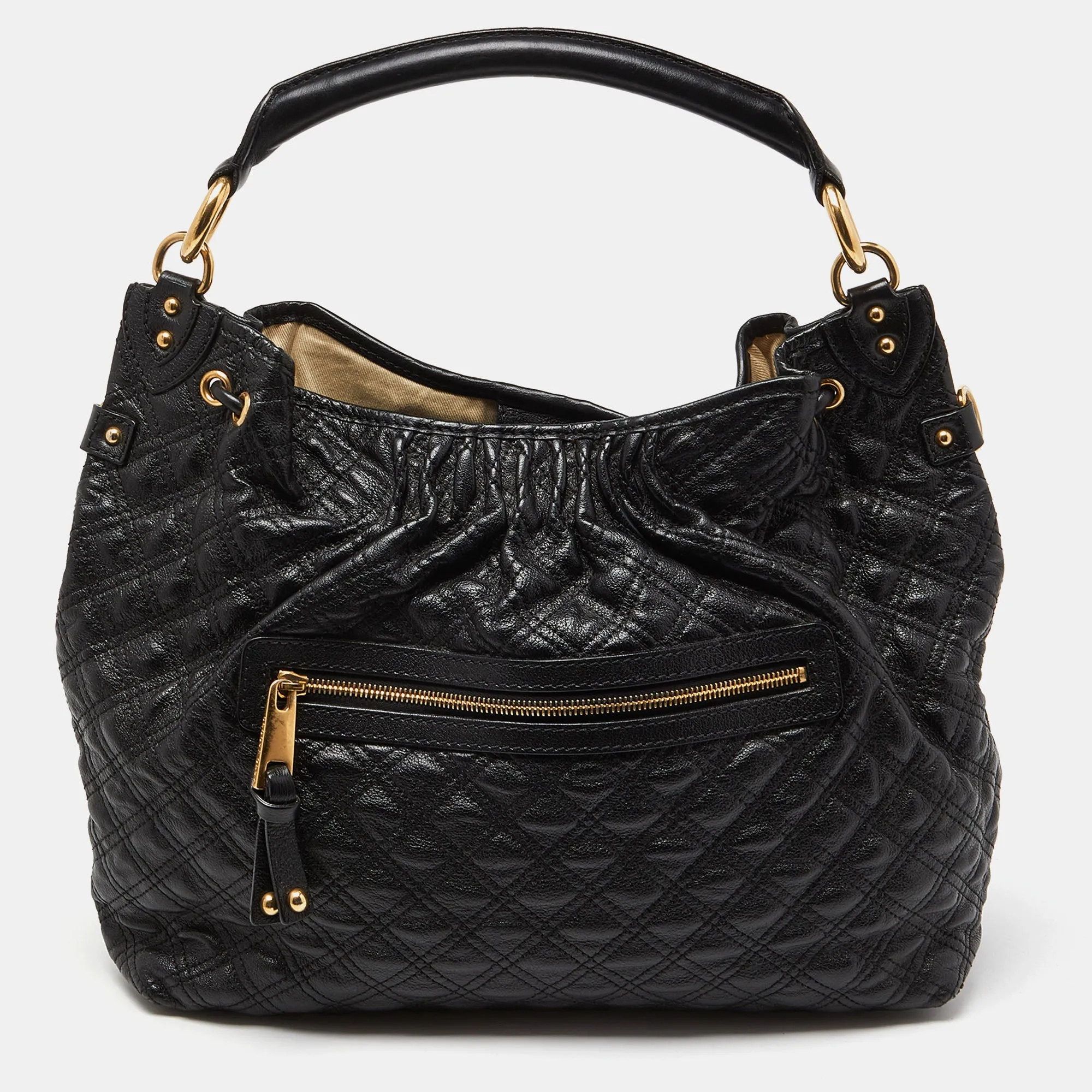 Black Quilted Leather Stam Hobo