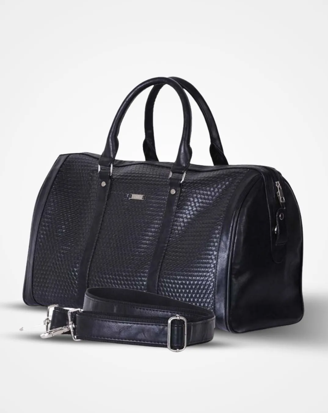 Black Weaved Duffel / Luggage Bag with a Laptop Sleeve