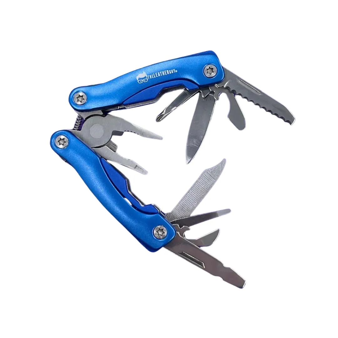 Blue Aluminum Multi-Tool with a Carrying Case, Belt Loop Attachment