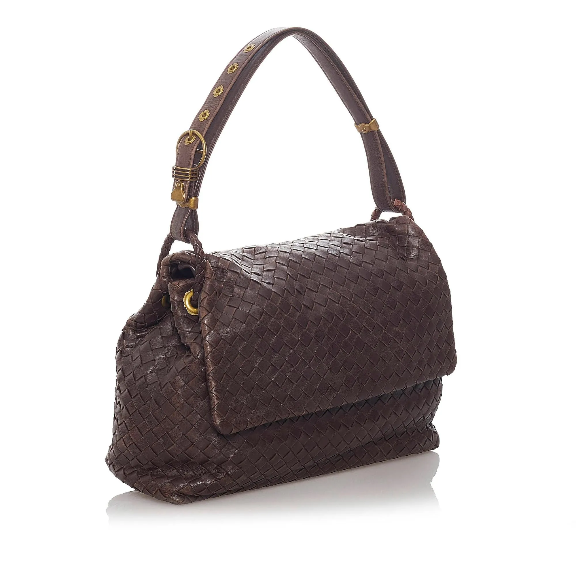 Bottega Veneta Intrecciato Flap Shoulder Bag (SHG-28630)