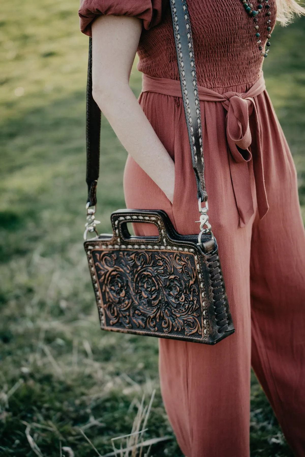 Briefcase Tooled Purse by Double J Saddlery