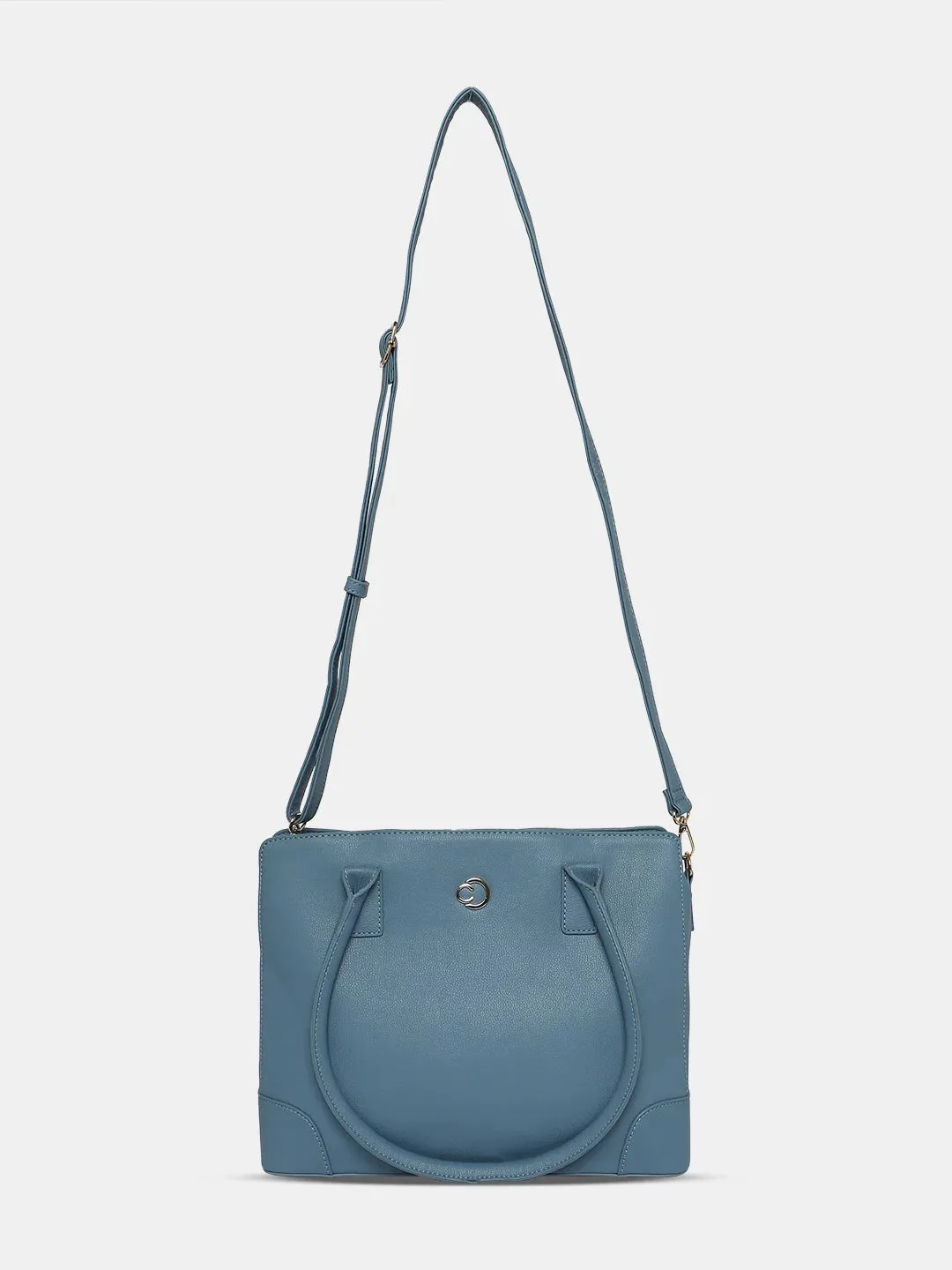 Caprese Milan Satchel Medium Solid Women'S Handbag Blue