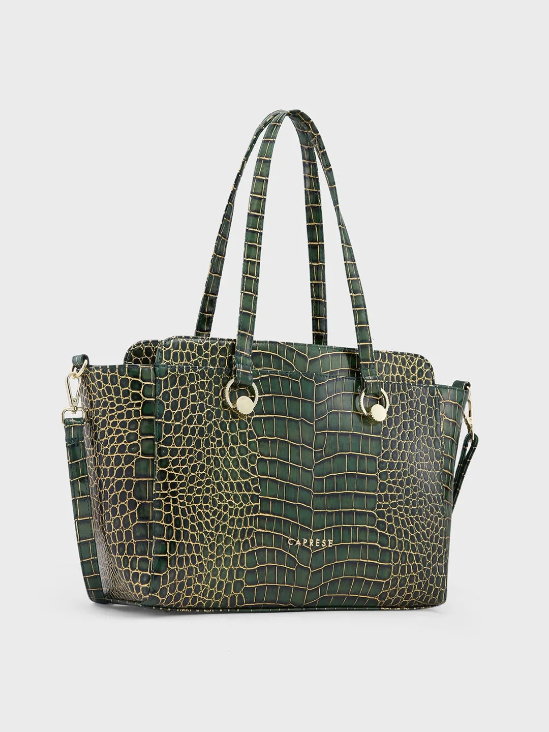 Caprese Miranda Satchel Large Croco Womens Handbag Green