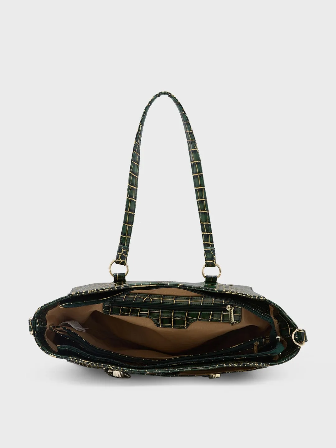 Caprese Miranda Satchel Large Croco Womens Handbag Green