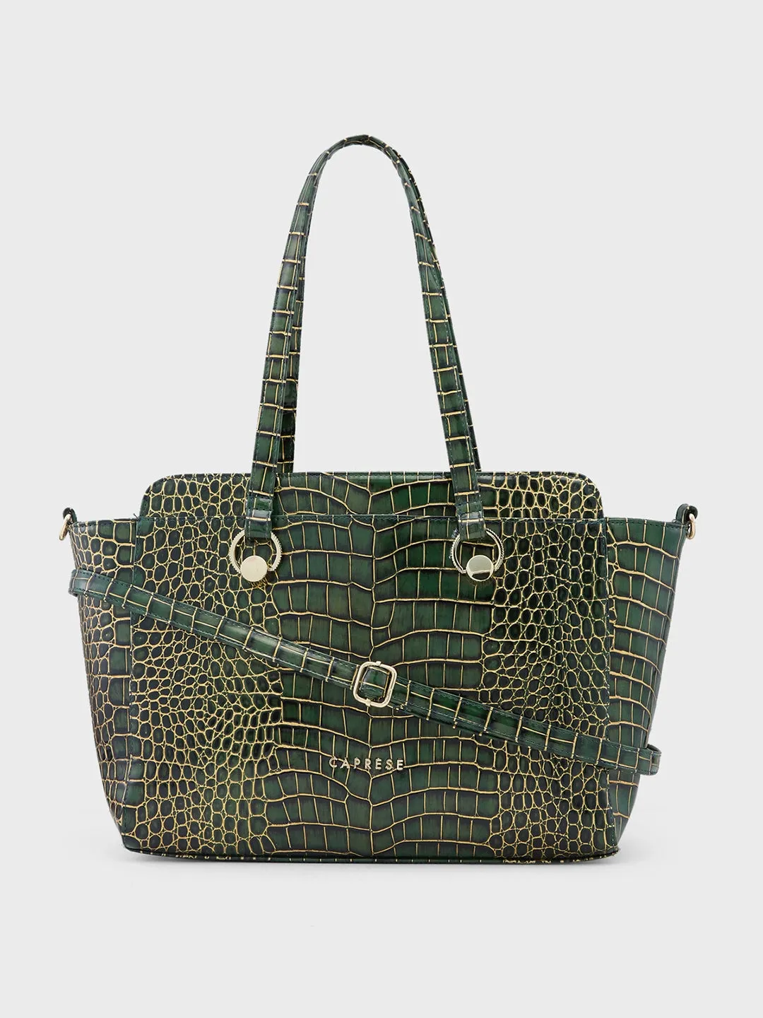 Caprese Miranda Satchel Large Croco Womens Handbag Green