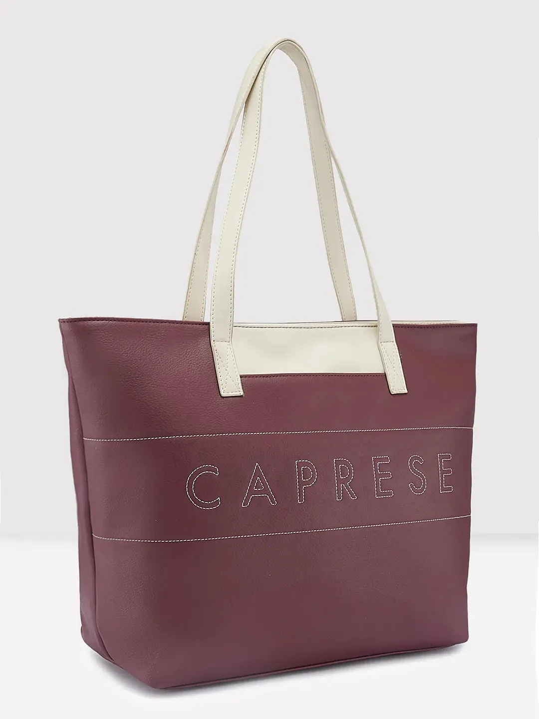 Caprese Narni Tote Medium Solid Womens Office Handbag Maroon