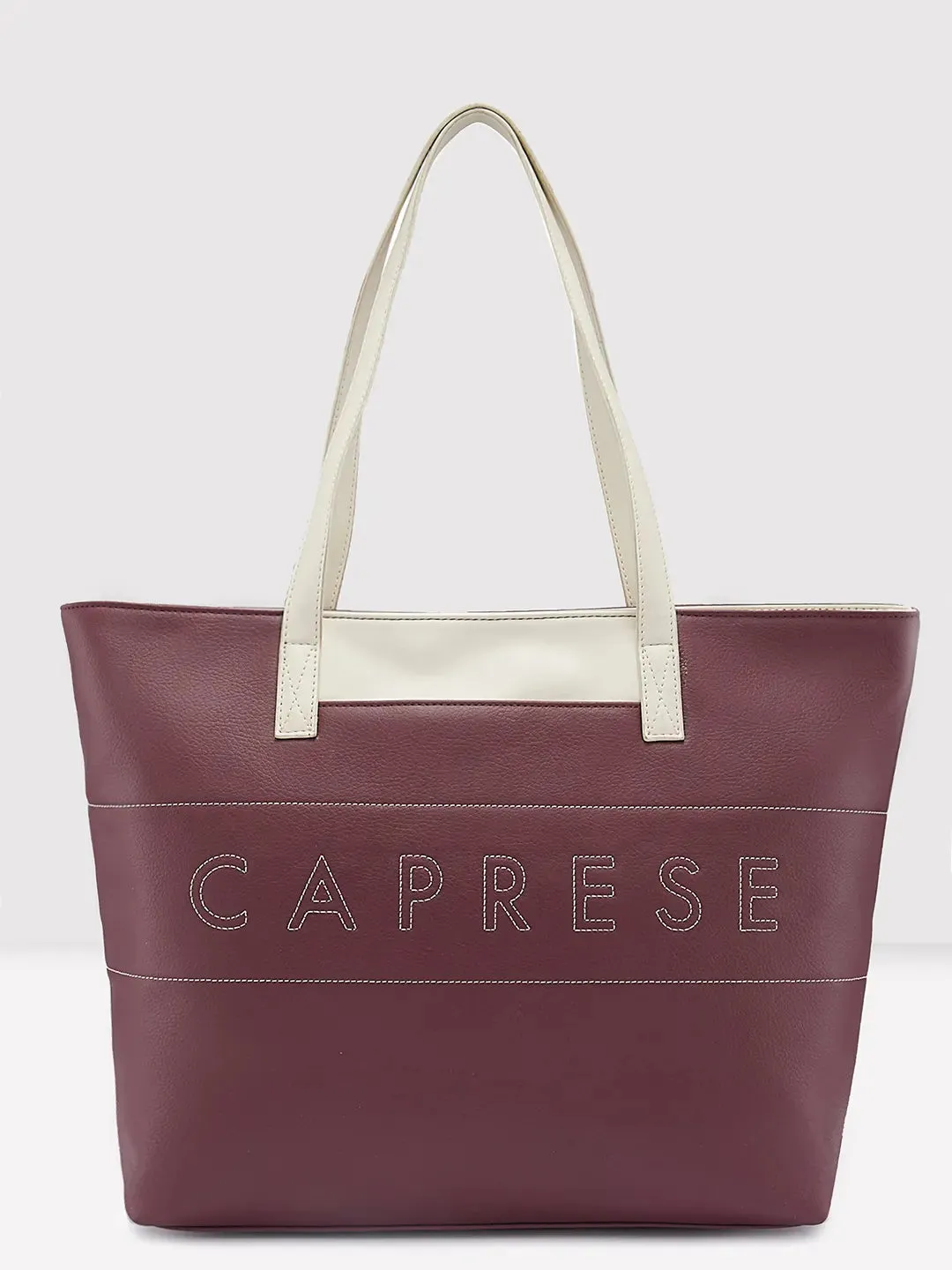 Caprese Narni Tote Medium Solid Womens Office Handbag Maroon