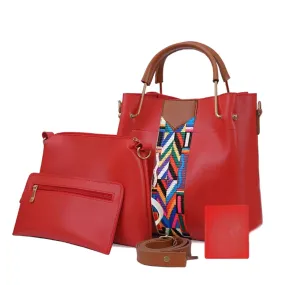 CAPRI 4 PIECE RED HANDBAG