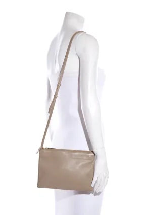 Celine Lambskin Taupe Tri Pouch Cross-Body