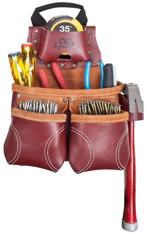 CLC 21428 Nail and Tool Bag, 10-Pocket, Leather, Chestnut :EA: QUANTITY: 1