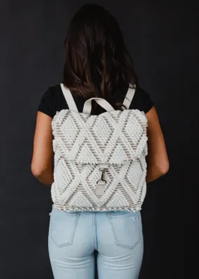 Cream Diamond Pattern Backpack