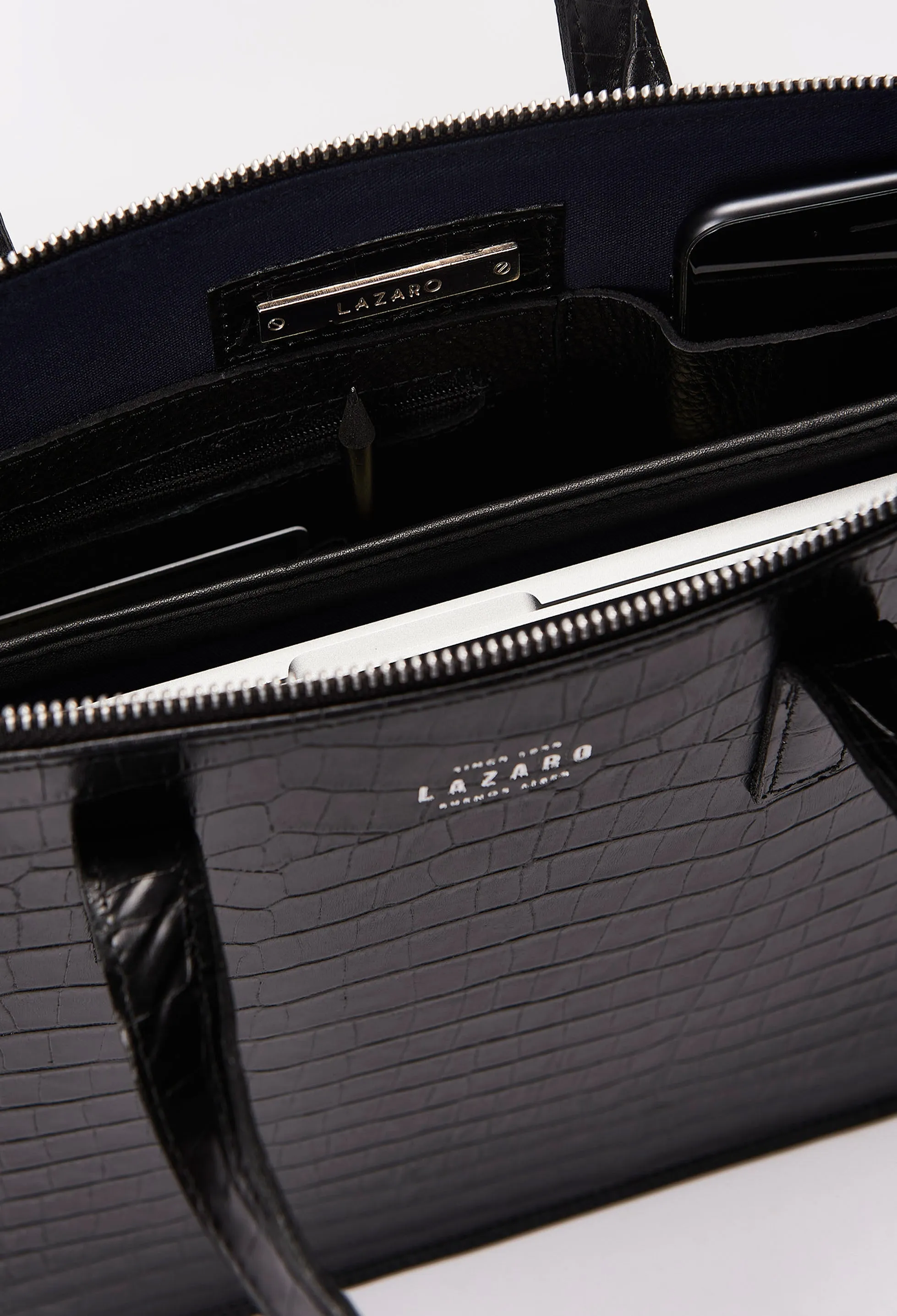 Croco Leather Slim Briefcase