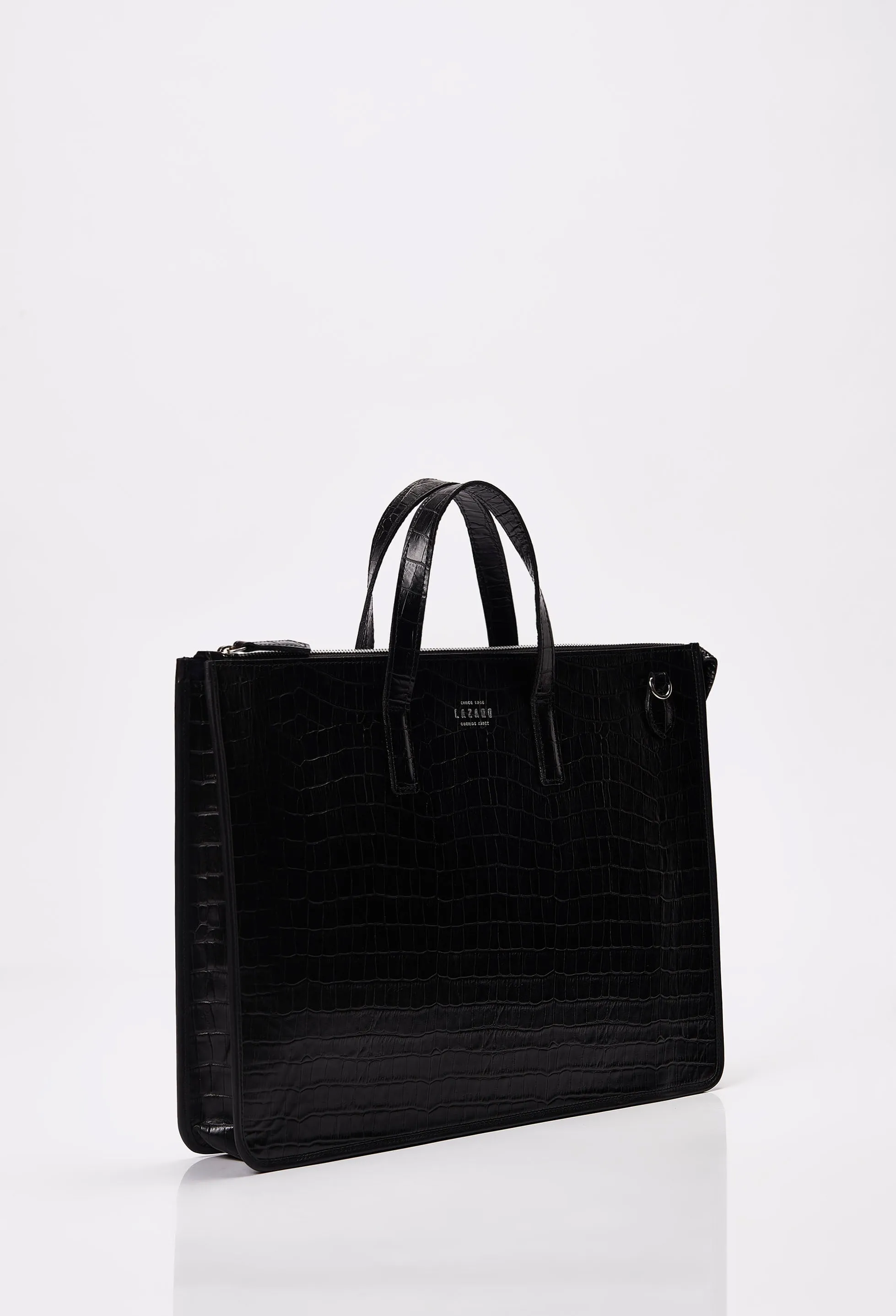 Croco Leather Slim Briefcase