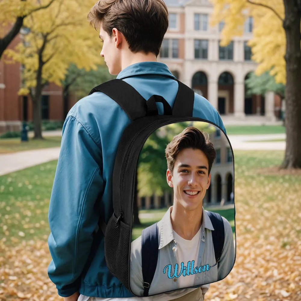 Custom Photo School Backpack, Back To School Gifts, Personalized Photo Text Backpack