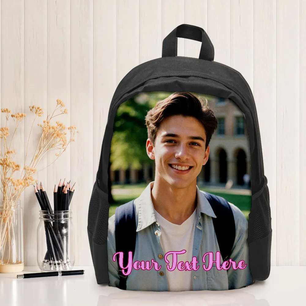 Custom Photo School Backpack, Back To School Gifts, Personalized Photo Text Backpack