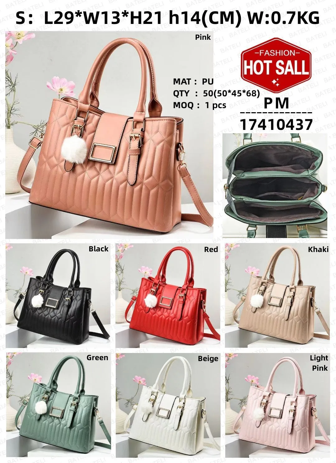 Dark Pink Ladies Handbags 8820-1