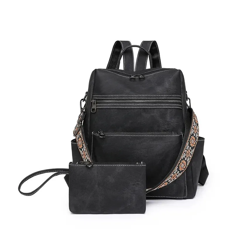 Denim Suede Brooke Backpack   Pouch