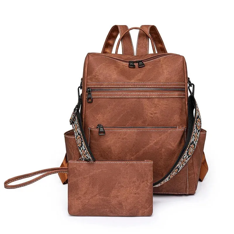 Denim Suede Brooke Backpack   Pouch