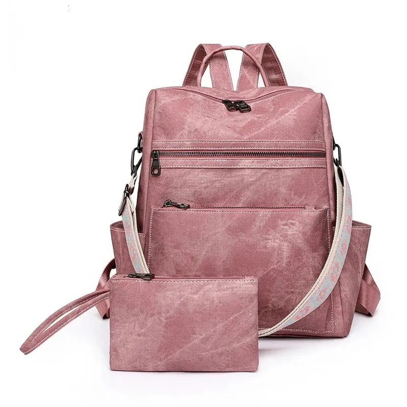 Denim Suede Brooke Backpack   Pouch