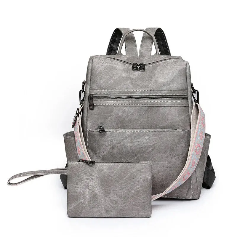 Denim Suede Brooke Backpack   Pouch