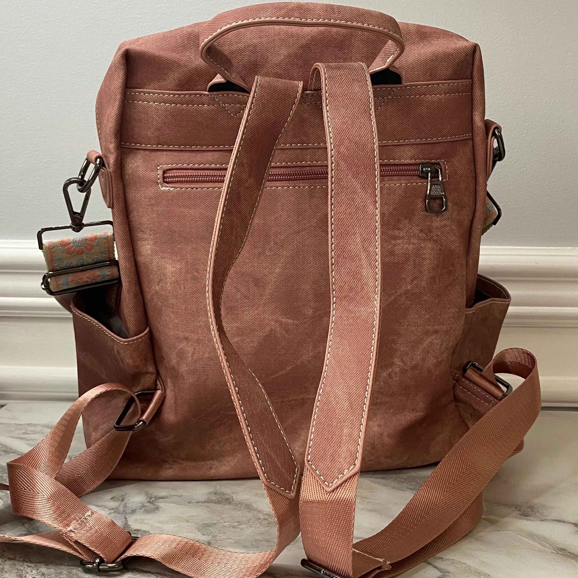 Denim Suede Brooke Backpack   Pouch