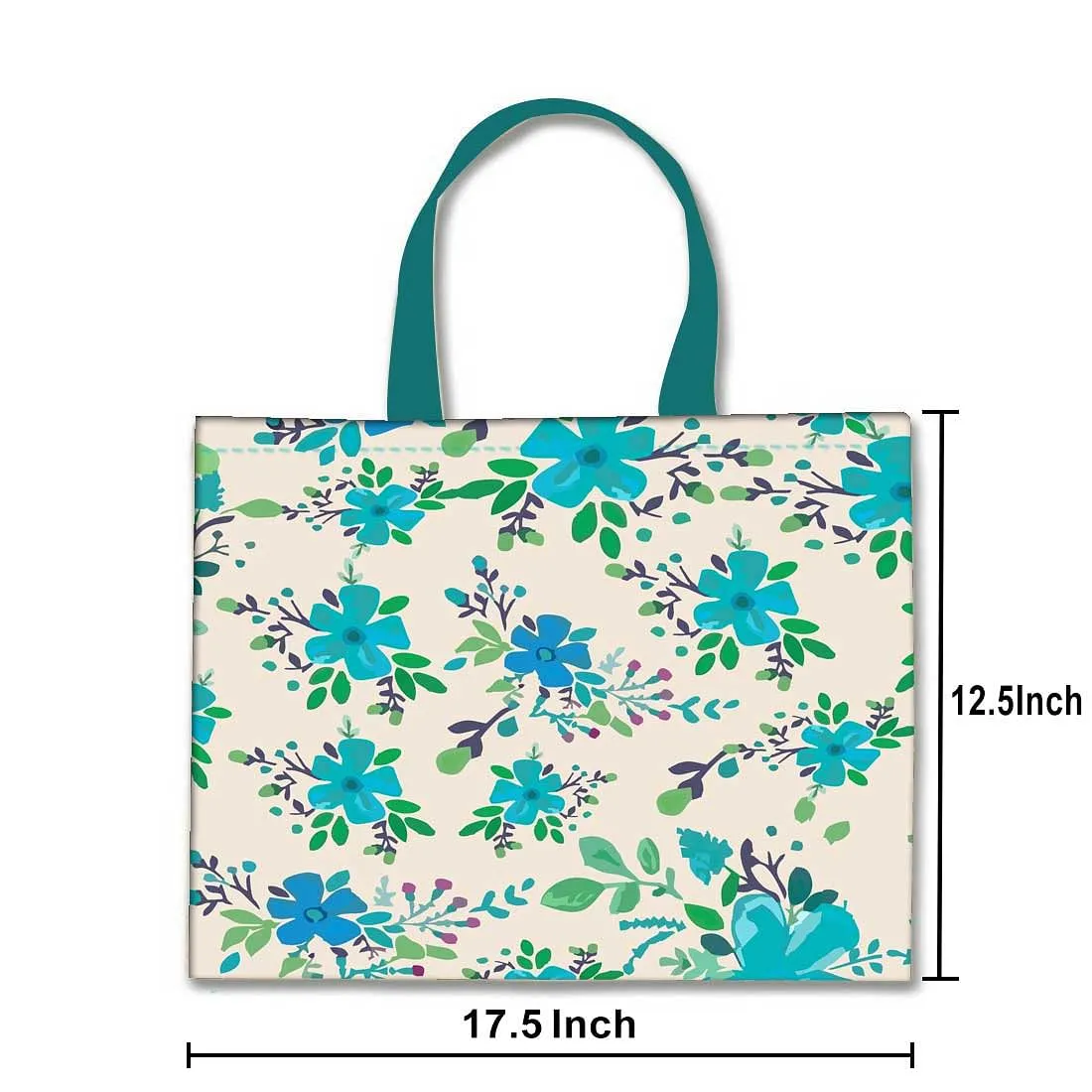 Designer Tote Bag With Zip Beach Gym Travel Bags -  Blue Flower