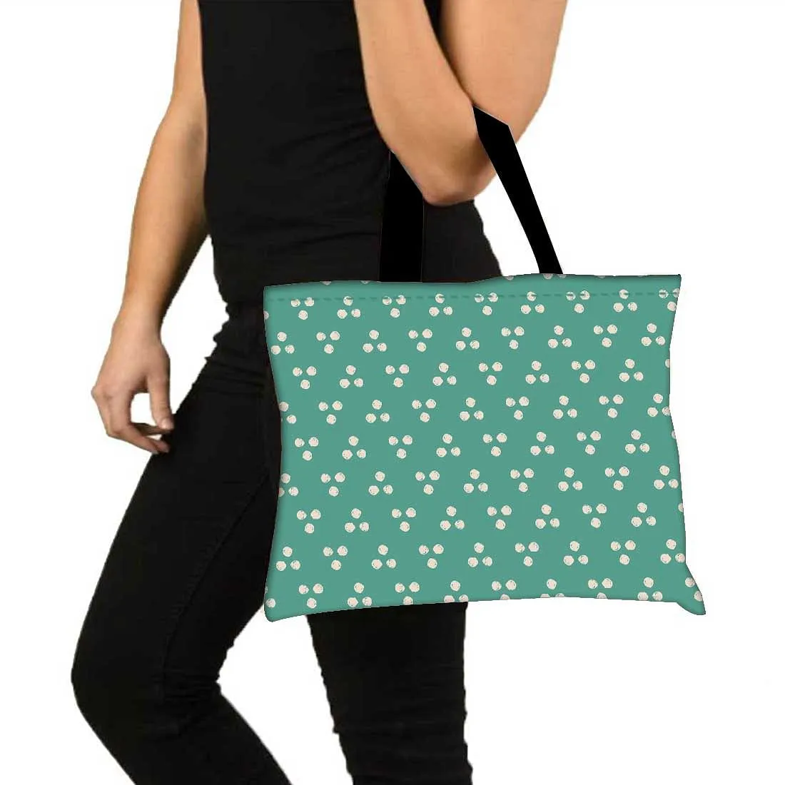 Designer Tote Bag With Zip Beach Gym Travel Bags -  Dots - Blue