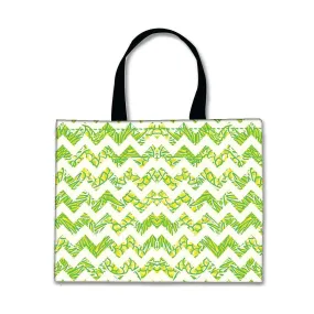 Designer Tote Bag With Zip Beach Gym Travel Bags -  Green Lines