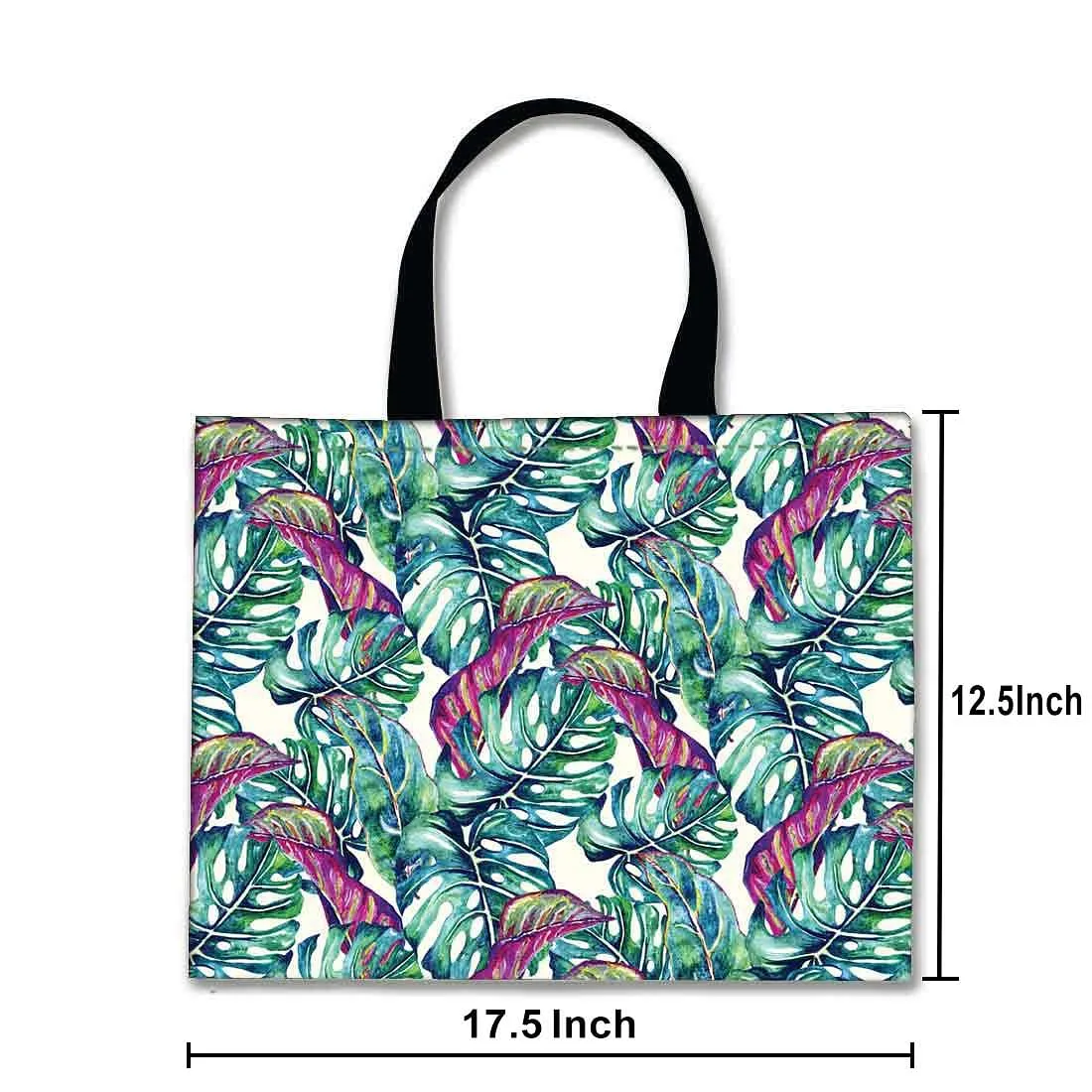 Designer Tote Bag With Zip Beach Gym Travel Bags -  Multicolor Leaf