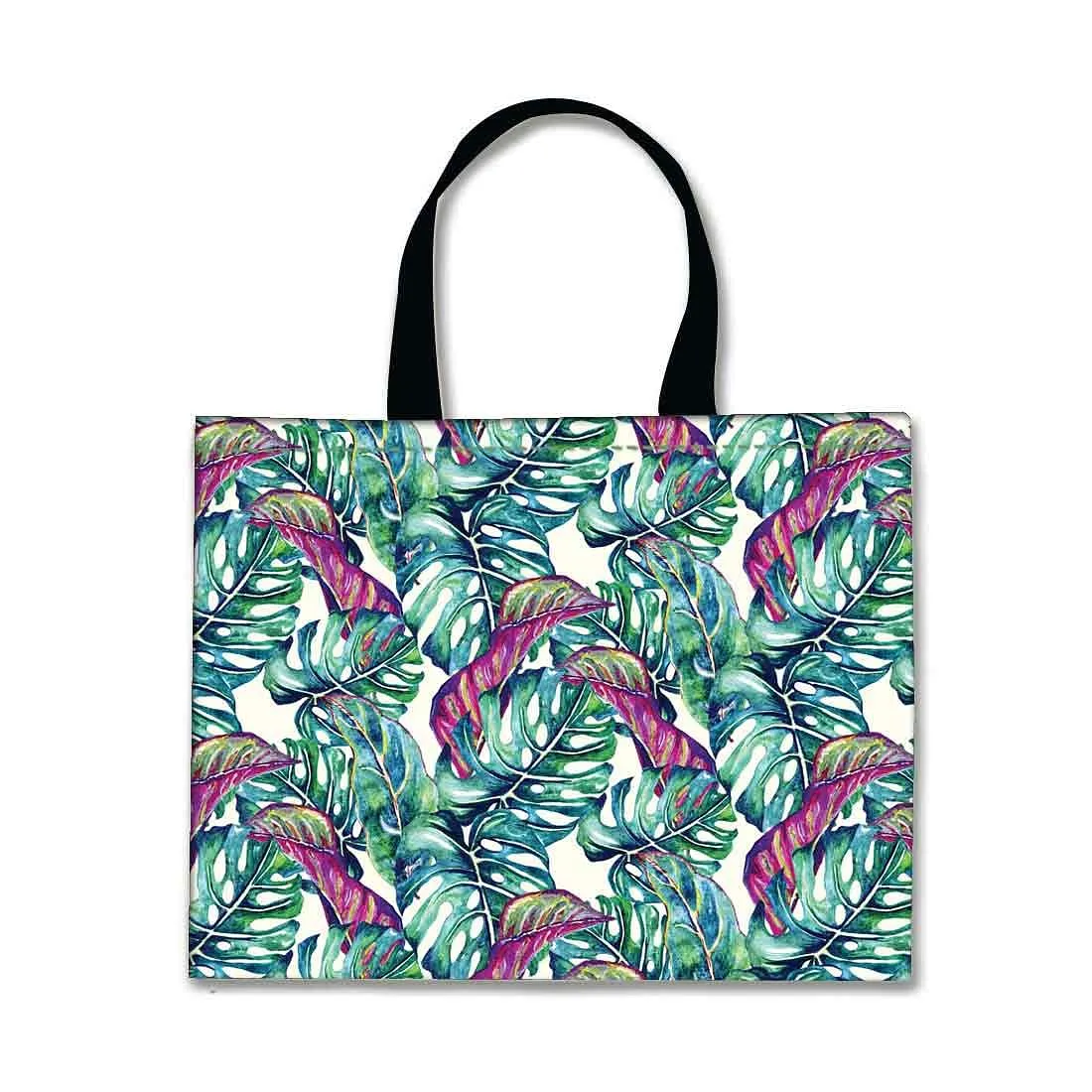 Designer Tote Bag With Zip Beach Gym Travel Bags -  Multicolor Leaf