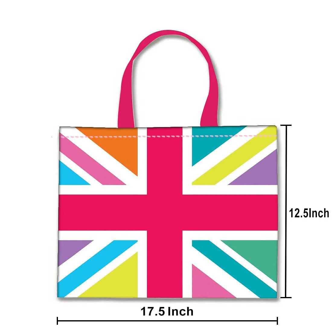 Designer Tote Bag With Zip Beach Gym Travel Bags -  Multicolor Union Jack British Flag