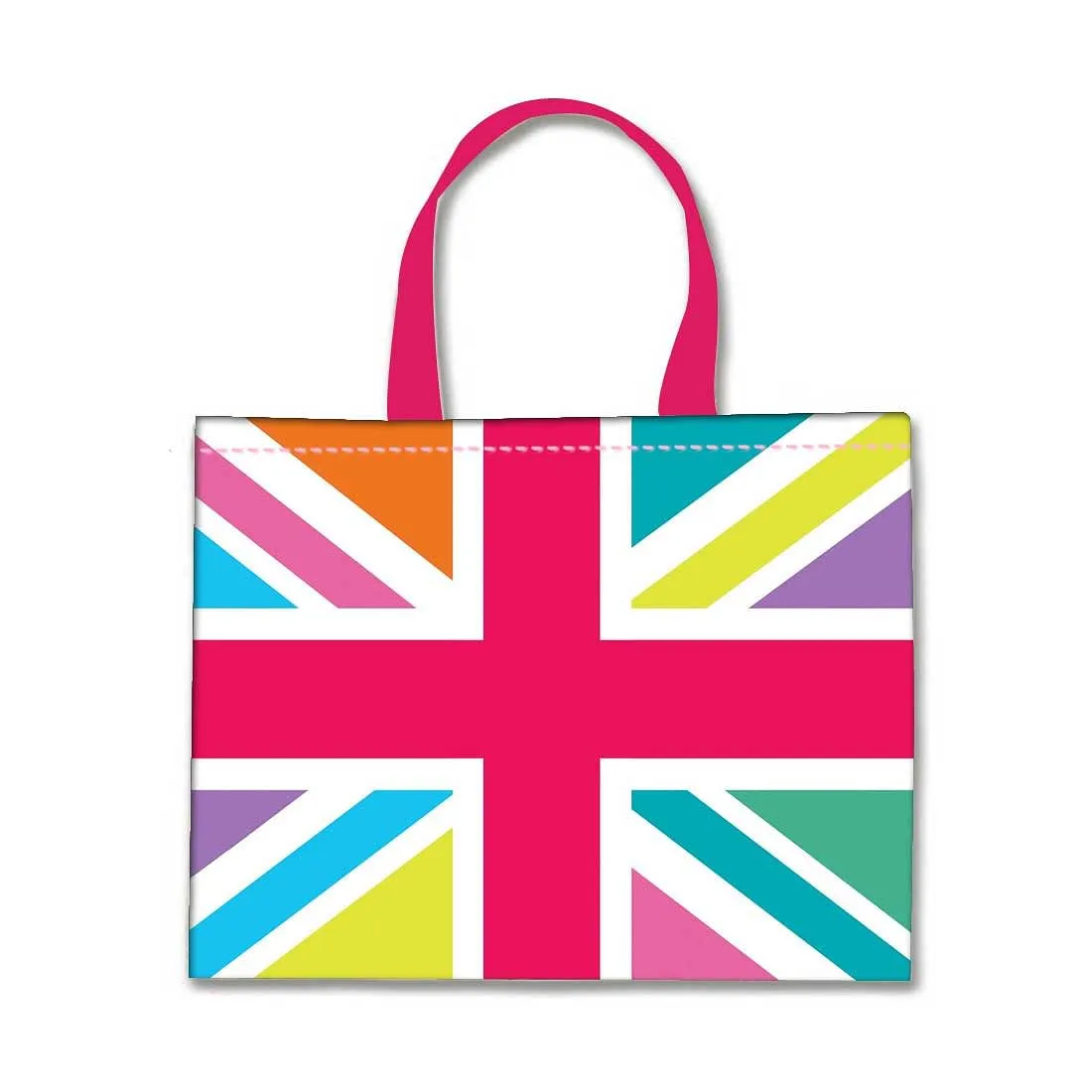 Designer Tote Bag With Zip Beach Gym Travel Bags -  Multicolor Union Jack British Flag