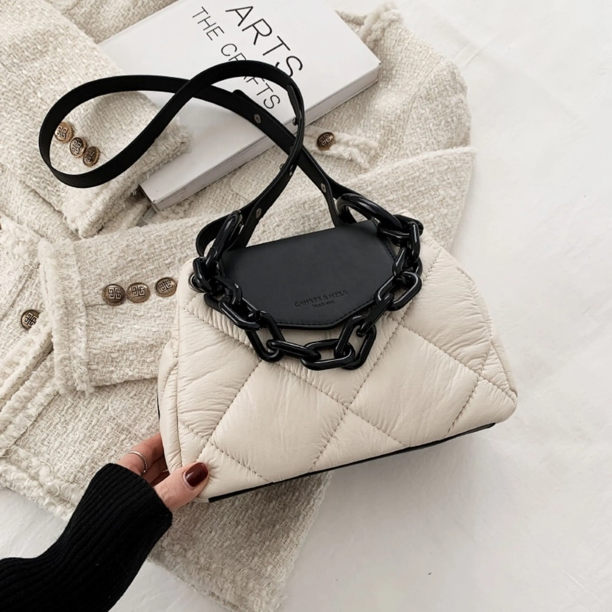 Diamond Colorblock Chain Dumpling Bag Shoulder Crossbody Handbag