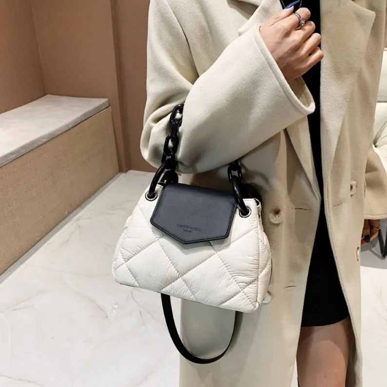 Diamond Colorblock Chain Dumpling Bag Shoulder Crossbody Handbag